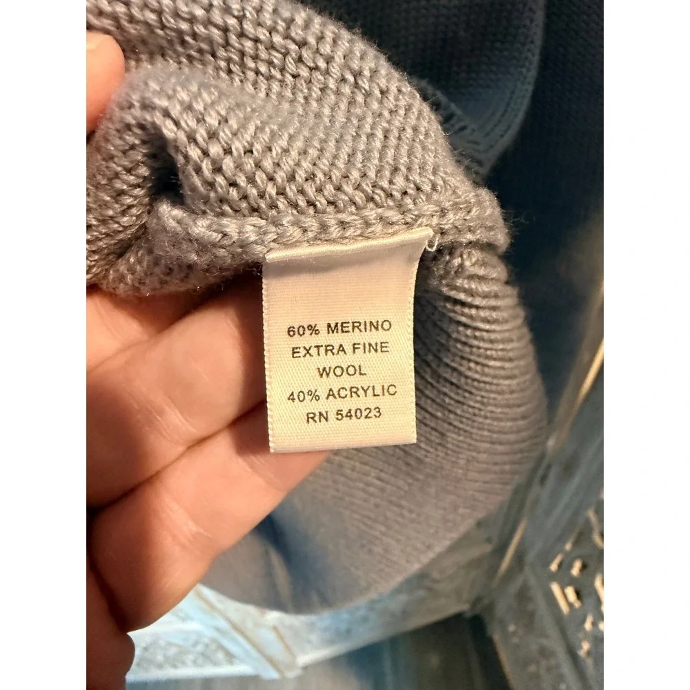 Banana Republic Mens XL Gray Merino Wool Blend Shawl Collar Pullover Sweater